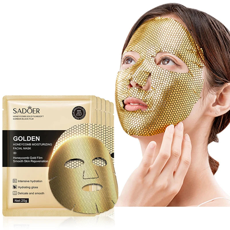 10Pcs SADOER 24K Gold Moisturizing Facial Sheet Masks